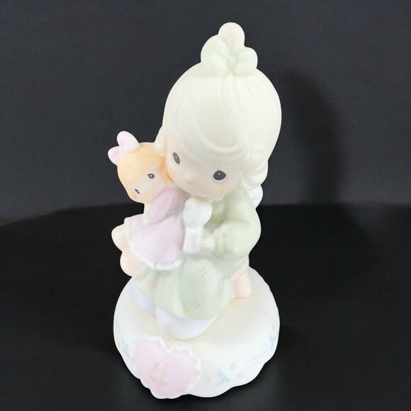 1994 Precious Moments Growing In Grace Girl With Doll Age 4 Enesco Ceramic VTG - Picture 1 of 13